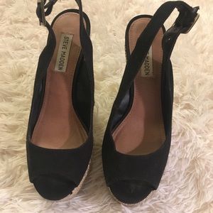 Black canvas Steve Madden wedge Sandel